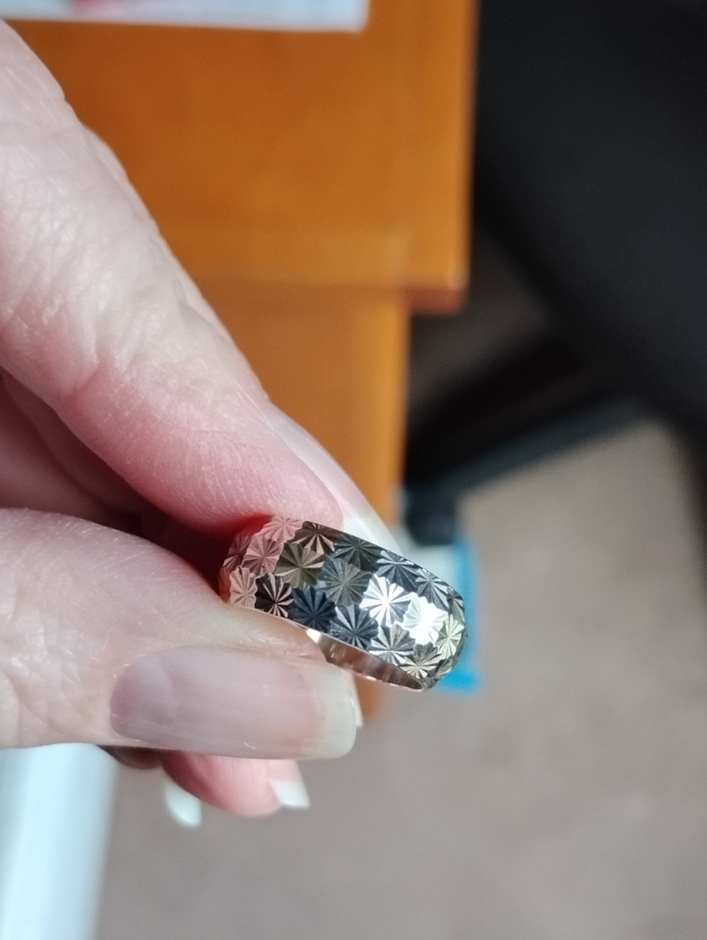 Sterling Silver Floral-Engraved Band Ring - Picture 3 of 6